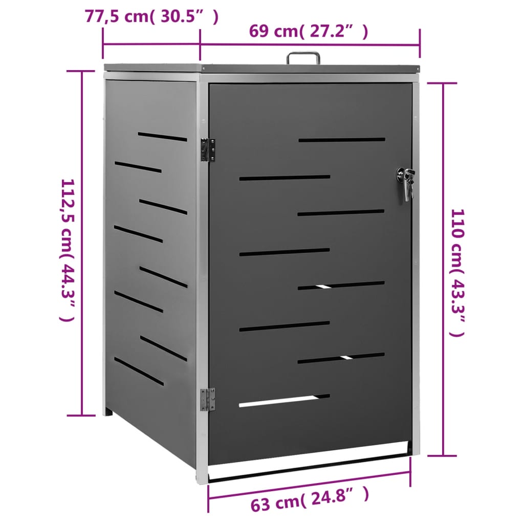 Spremište za kantu za smeće 69x77,5x112,5 cm nehrđajući čelik