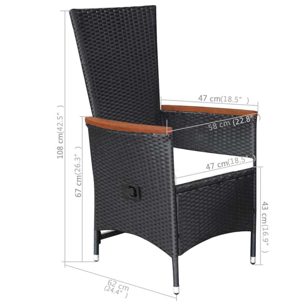 3-dijelni vrtni blagovaonski set crni