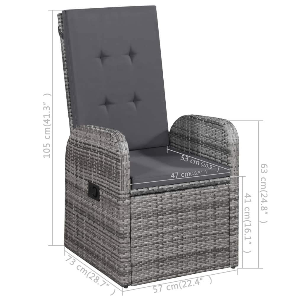 3-dijelni vrtni blagovaonski set sivi