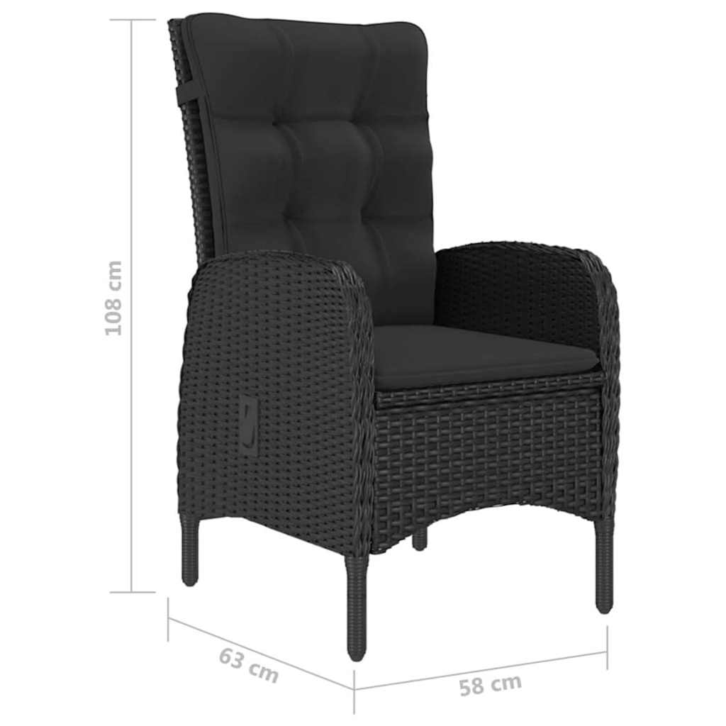 5-dijelni vrtni blagovaonski set crni