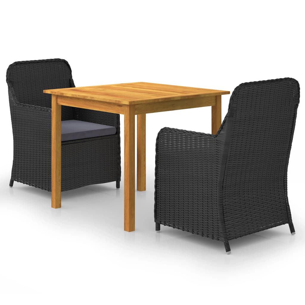 3-dijelni vrtni blagovaonski set crni