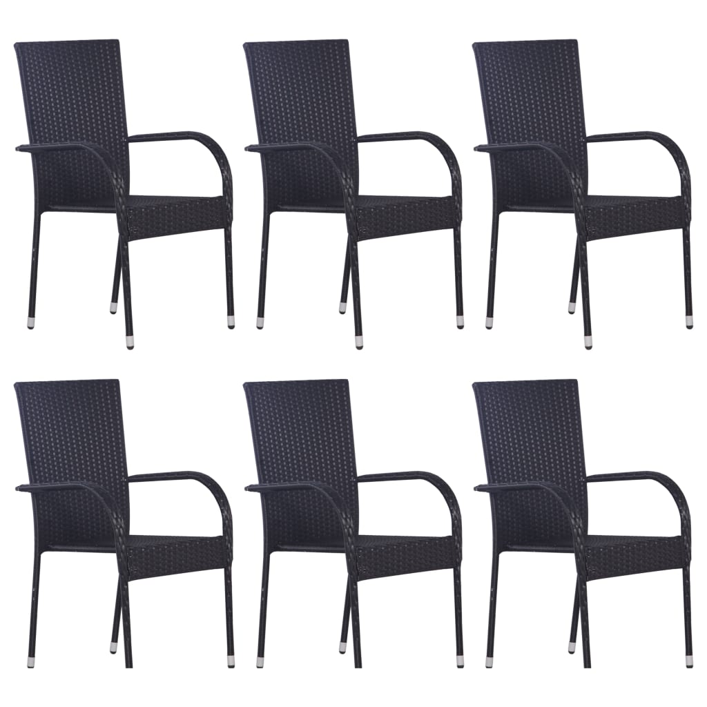 7-dijelni vrtni blagovaonski set crni