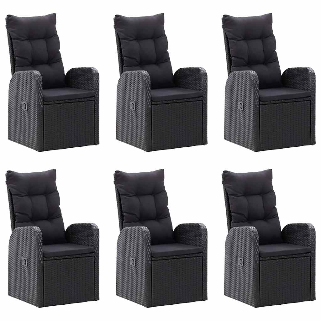 7-dijelni vrtni blagovaonski set crni