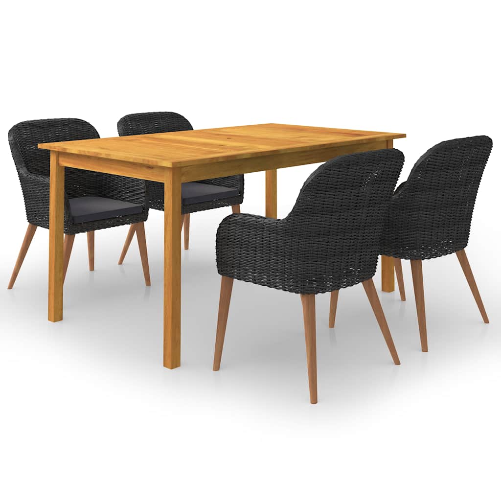 5-dijelni vrtni blagovaonski set crni