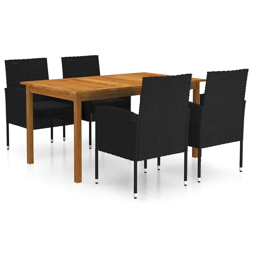 5-dijelni vrtni blagovaonski set crni