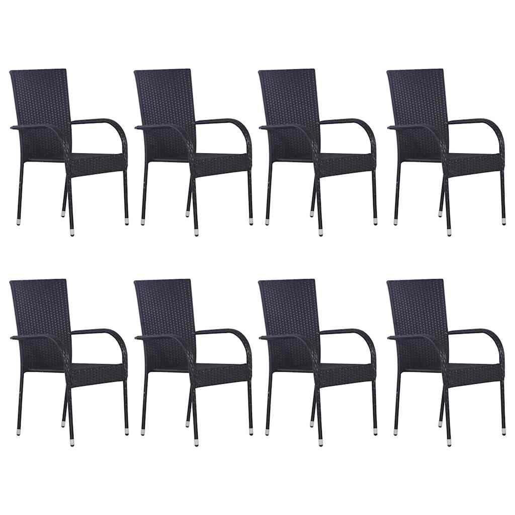 9-dijelni vrtni blagovaonski set crni