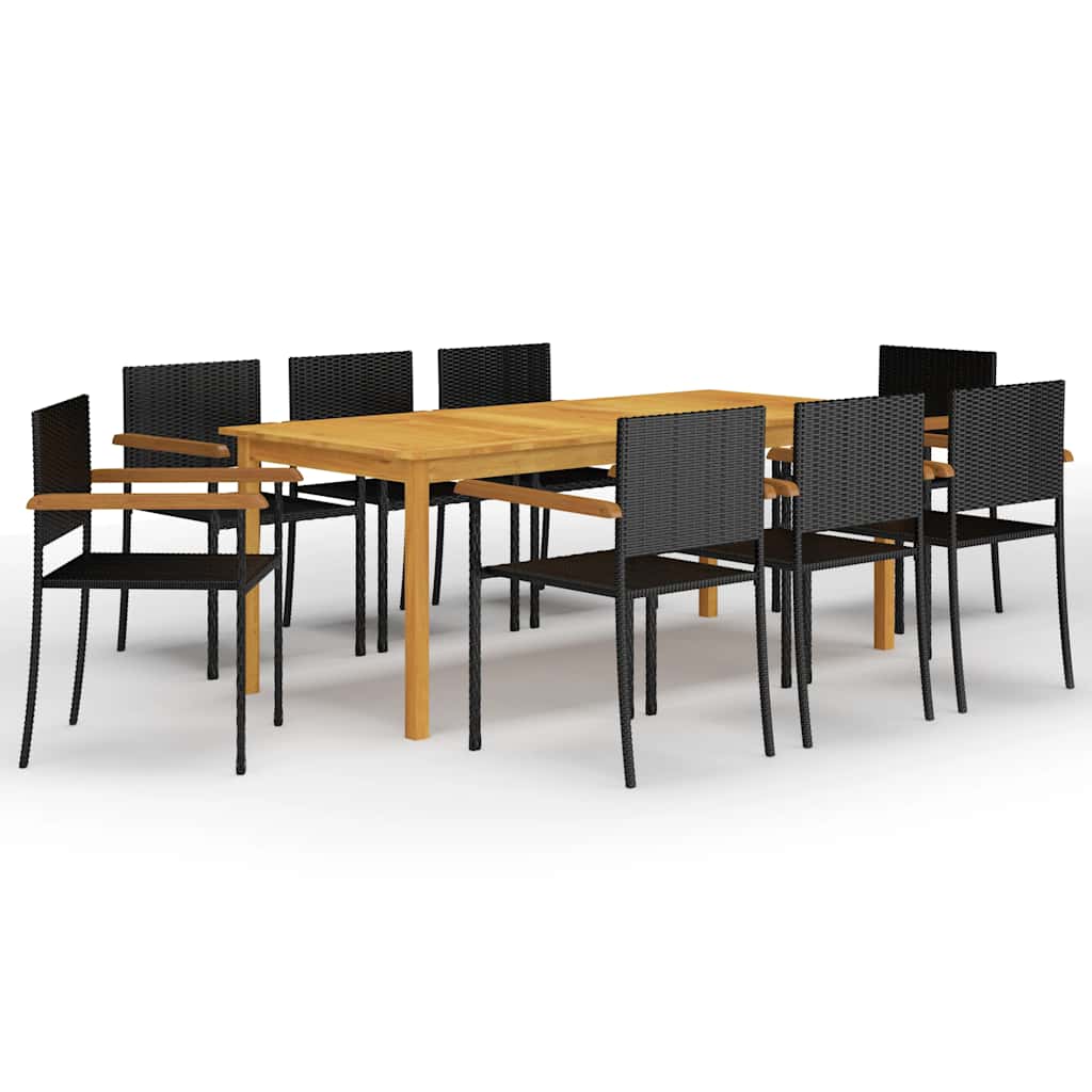 9-dijelni vrtni blagovaonski set crni