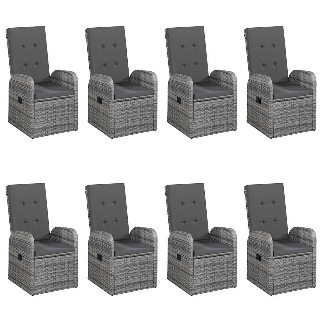 9-dijelni vrtni blagovaonski set sivi
