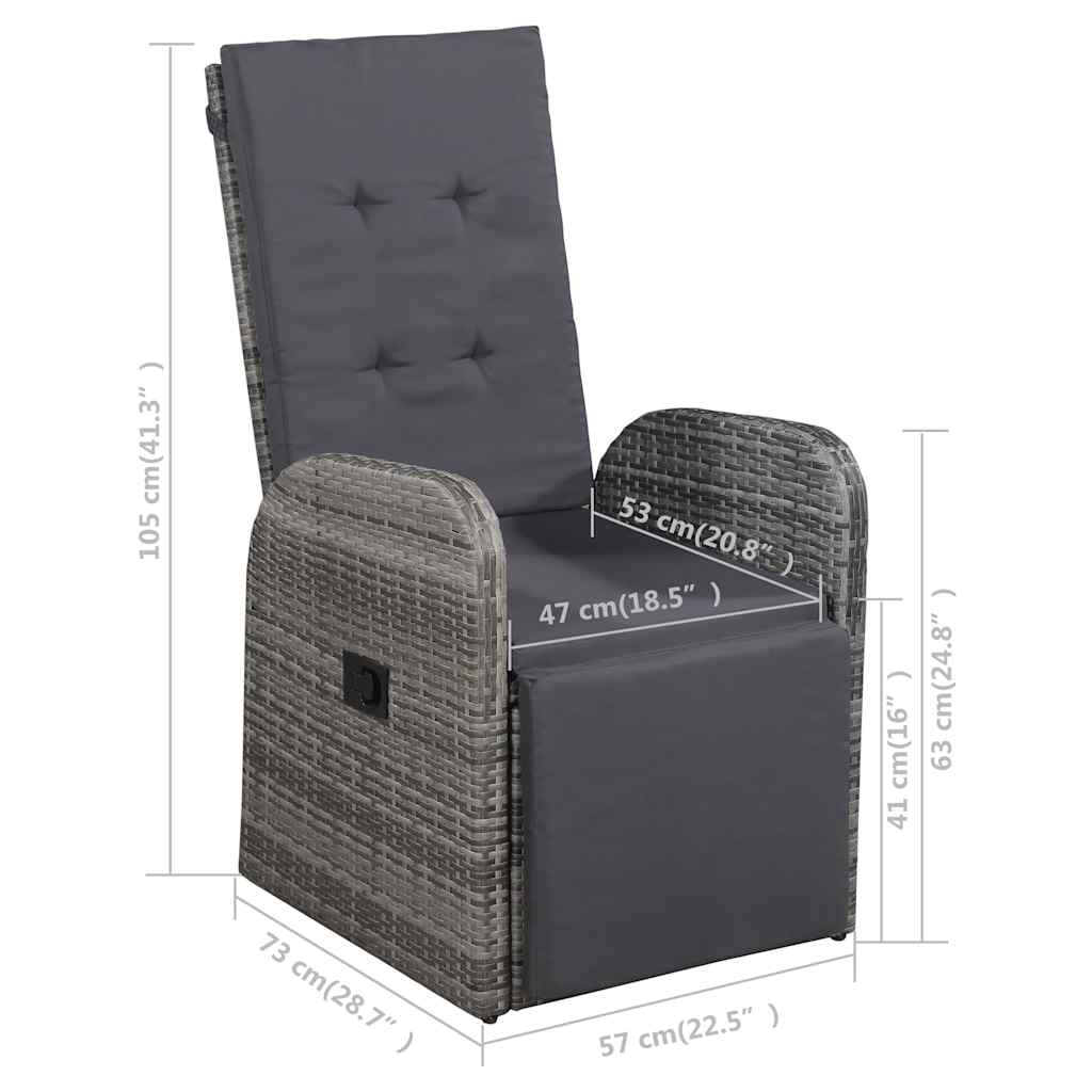 7-dijelni vrtni blagovaonski set sivi