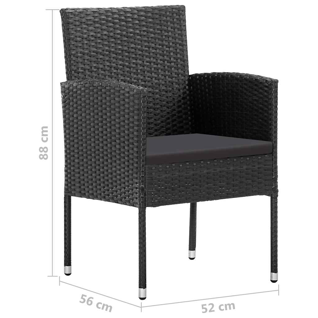 9-dijelni vrtni blagovaonski set crni