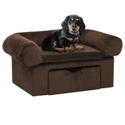 Sofa za pse s ladicom smeđa 75 x 50 x 38 cm plišana