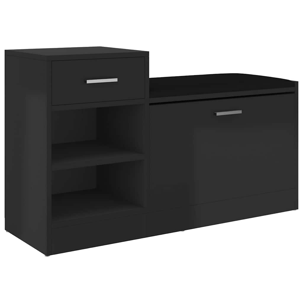Klupa za cipele visoki sjaj crna 94,5 x 31 x 57 cm drvena