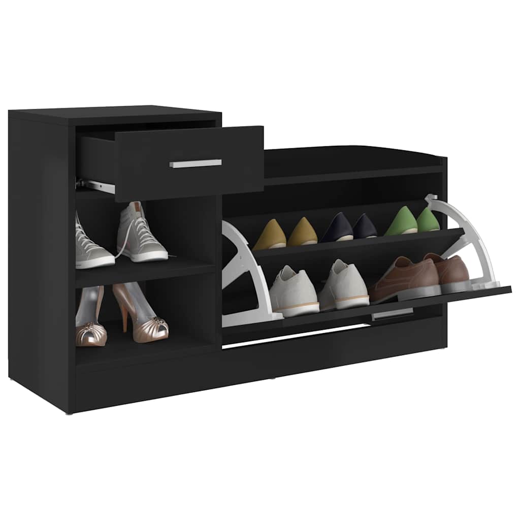 Klupa za cipele visoki sjaj crna 94,5 x 31 x 57 cm drvena