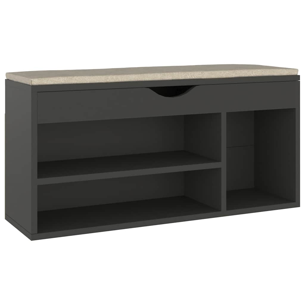 Klupa za cipele s jastukom siva 104x30x49 cm konstruirano drvo