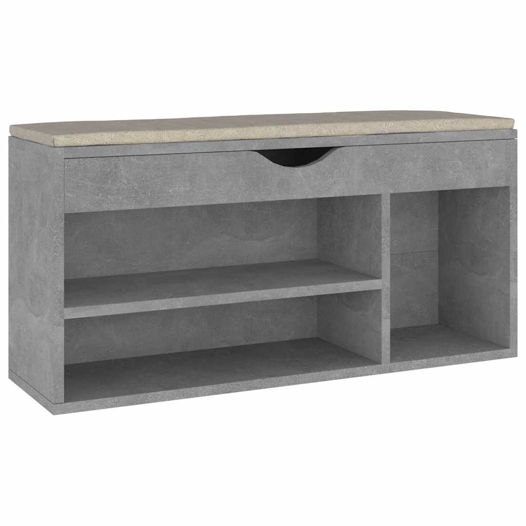 Klupa za cipele s jastukom boja betona 104 x 30 x 49 cm drvena
