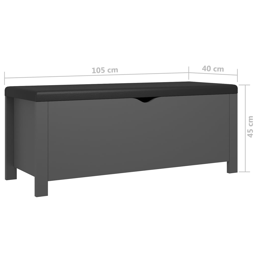 Kutija za pohranu s jastukom siva 105x40x45cm konstruirano drvo