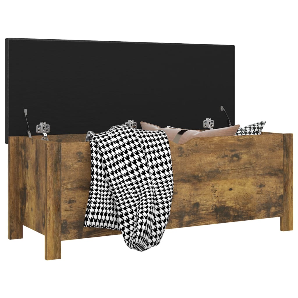 Kutija za pohranu s jastukom boja hrasta 105x40x45 cm drvena