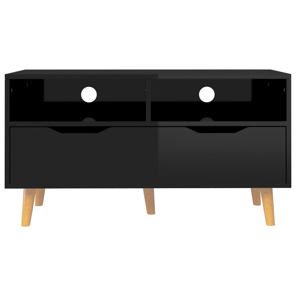 TV ormarić visoki sjaj crni 90 x 40 x 48,5 cm konstruirano drvo