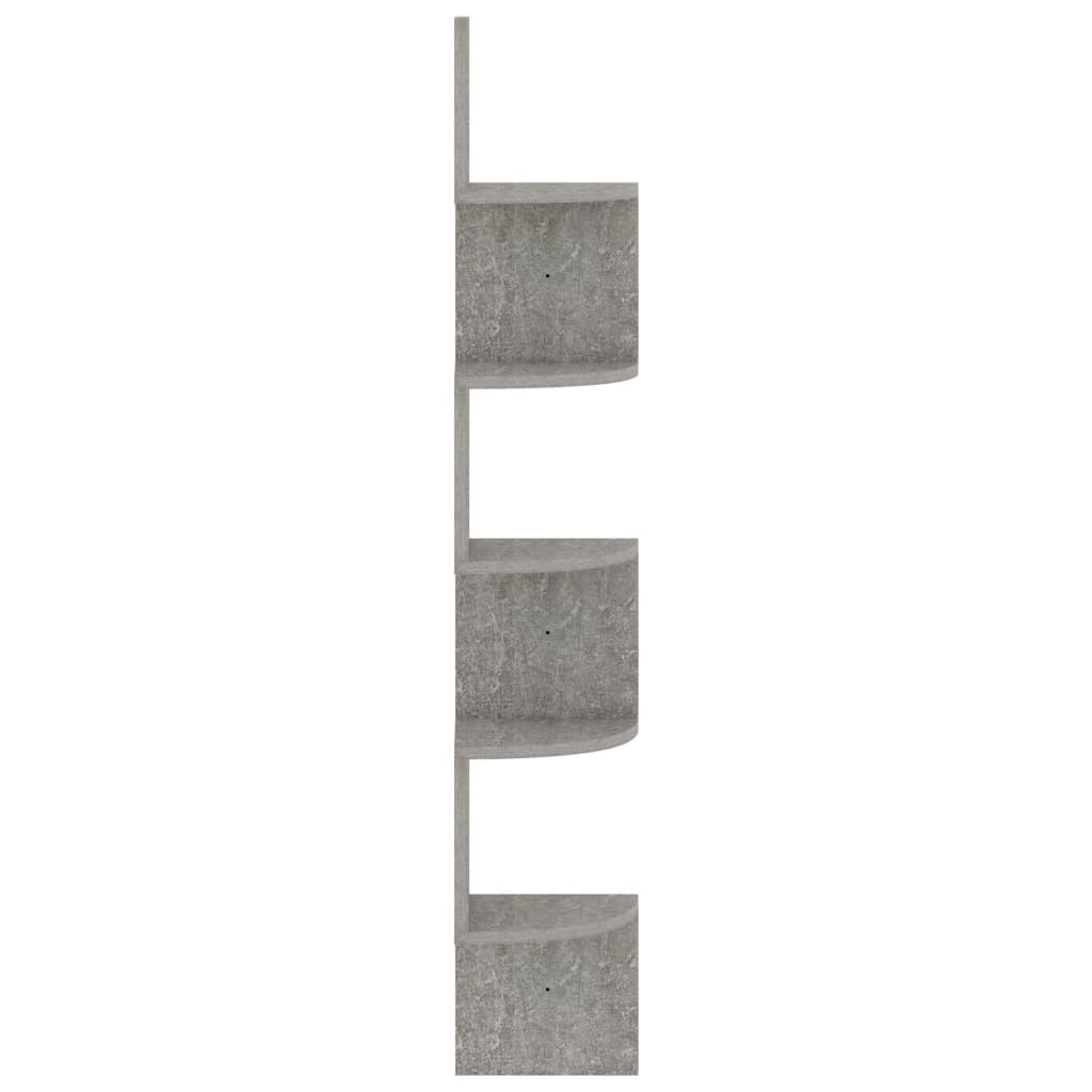 Zidne kutne police boja betona 19x19x123 cm konstruirano drvo