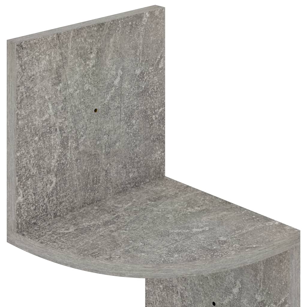 Zidne kutne police boja betona 19x19x123 cm konstruirano drvo