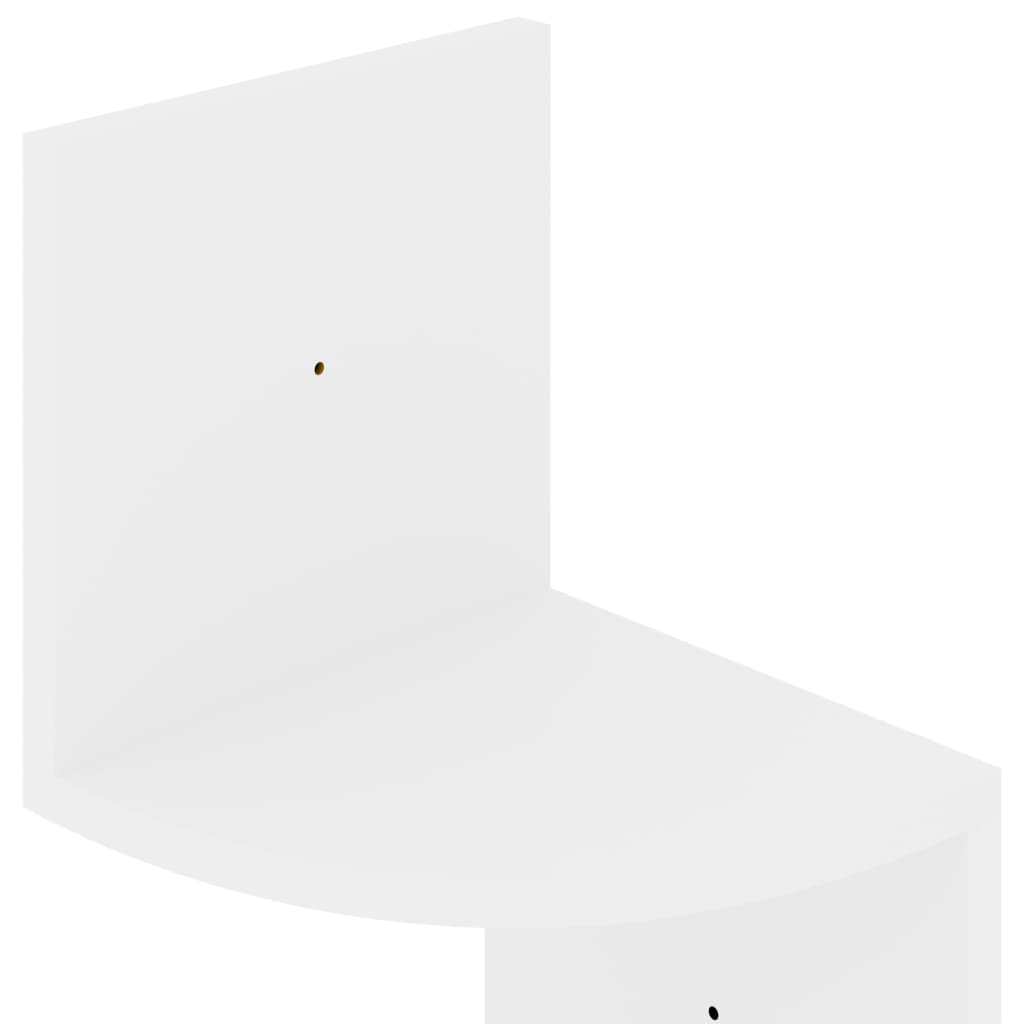 Zidne kutne police sjajne bijele 19x19x123 cm konstruirano drvo