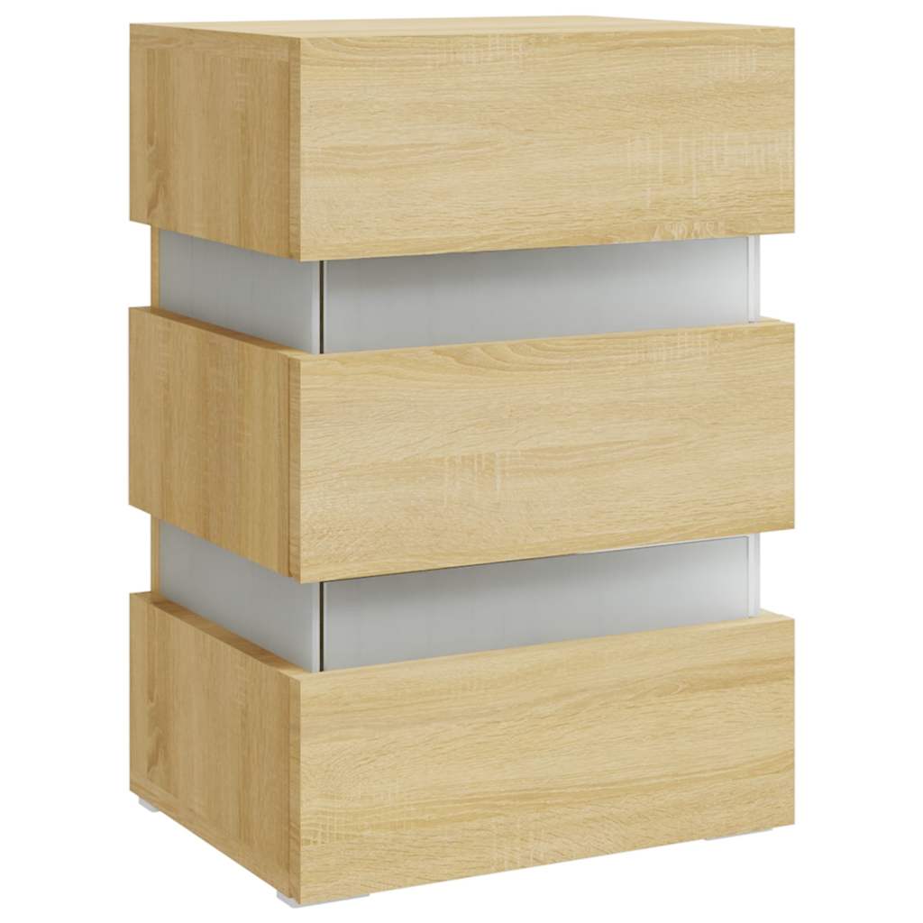 LED noćni ormarić boja hrasta 45 x 35 x 67 konstruirano drvo