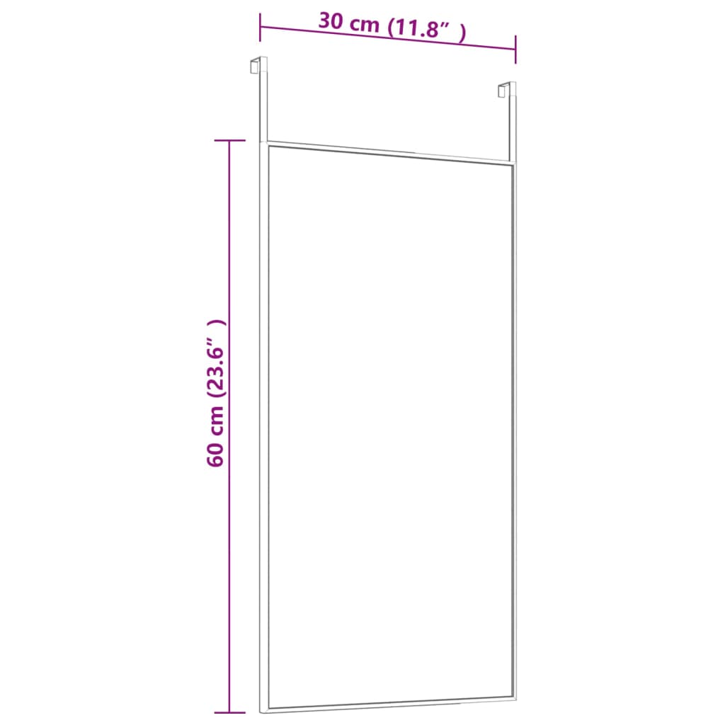 Ogledalo za vrata crno 30 x 60 cm od stakla i aluminija