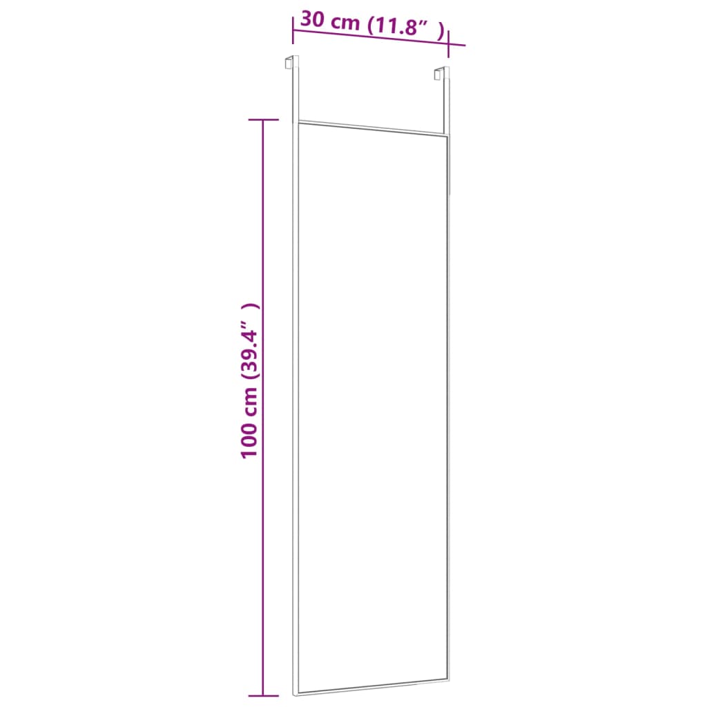 Ogledalo za vrata crno 30 x 100 cm od stakla i aluminija