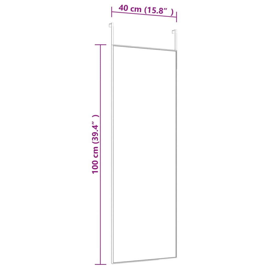 Ogledalo za vrata crno 40 x 100 cm od stakla i aluminija