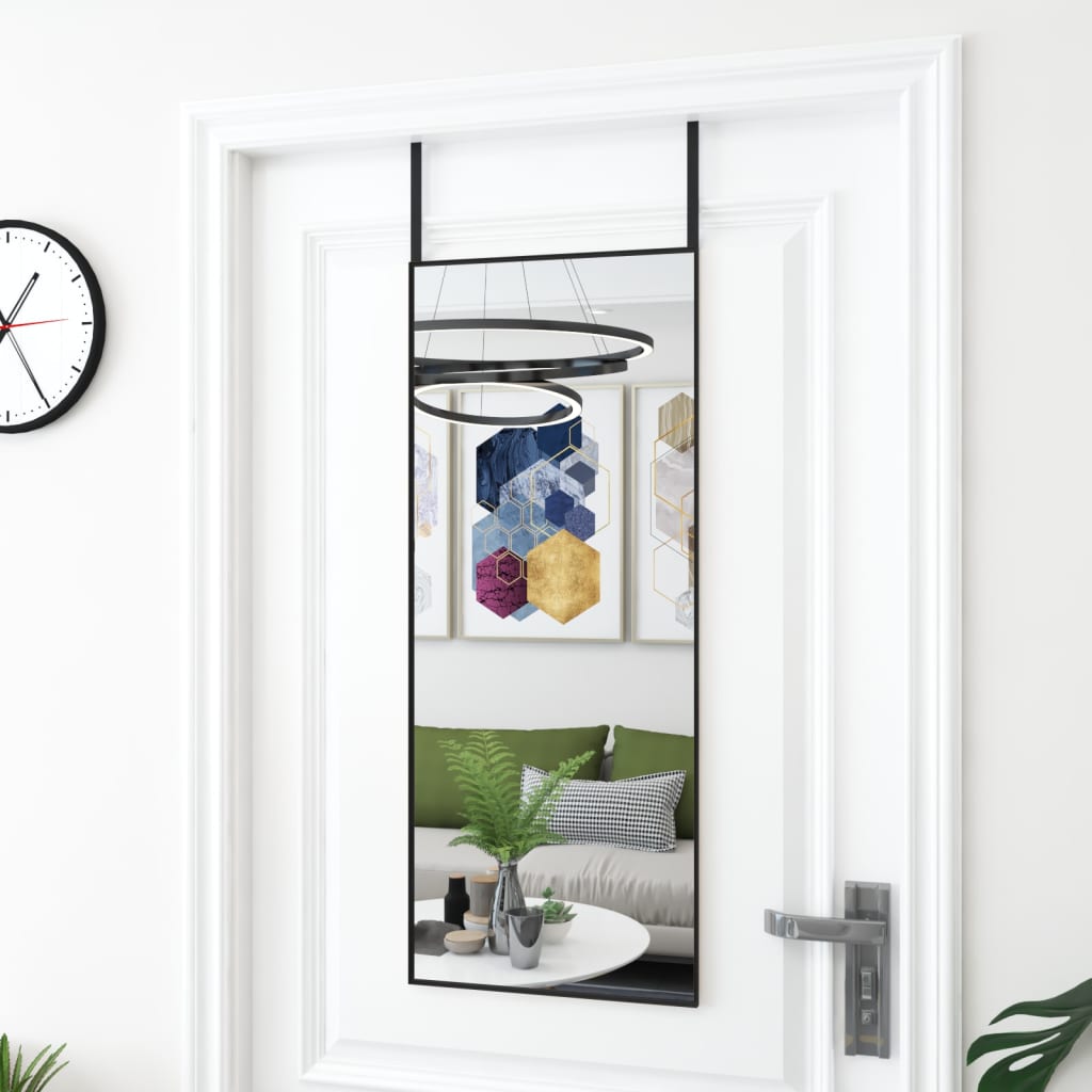 Ogledalo za vrata crno 40 x 100 cm od stakla i aluminija