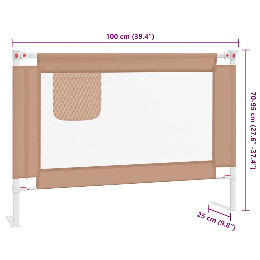 Sigurnosna ograda za dječji krevet smeđe-siva 100x25 cm tkanina