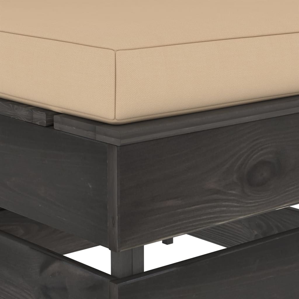 Modularna srednja sofa s jastucima od sivo impregniranog drva