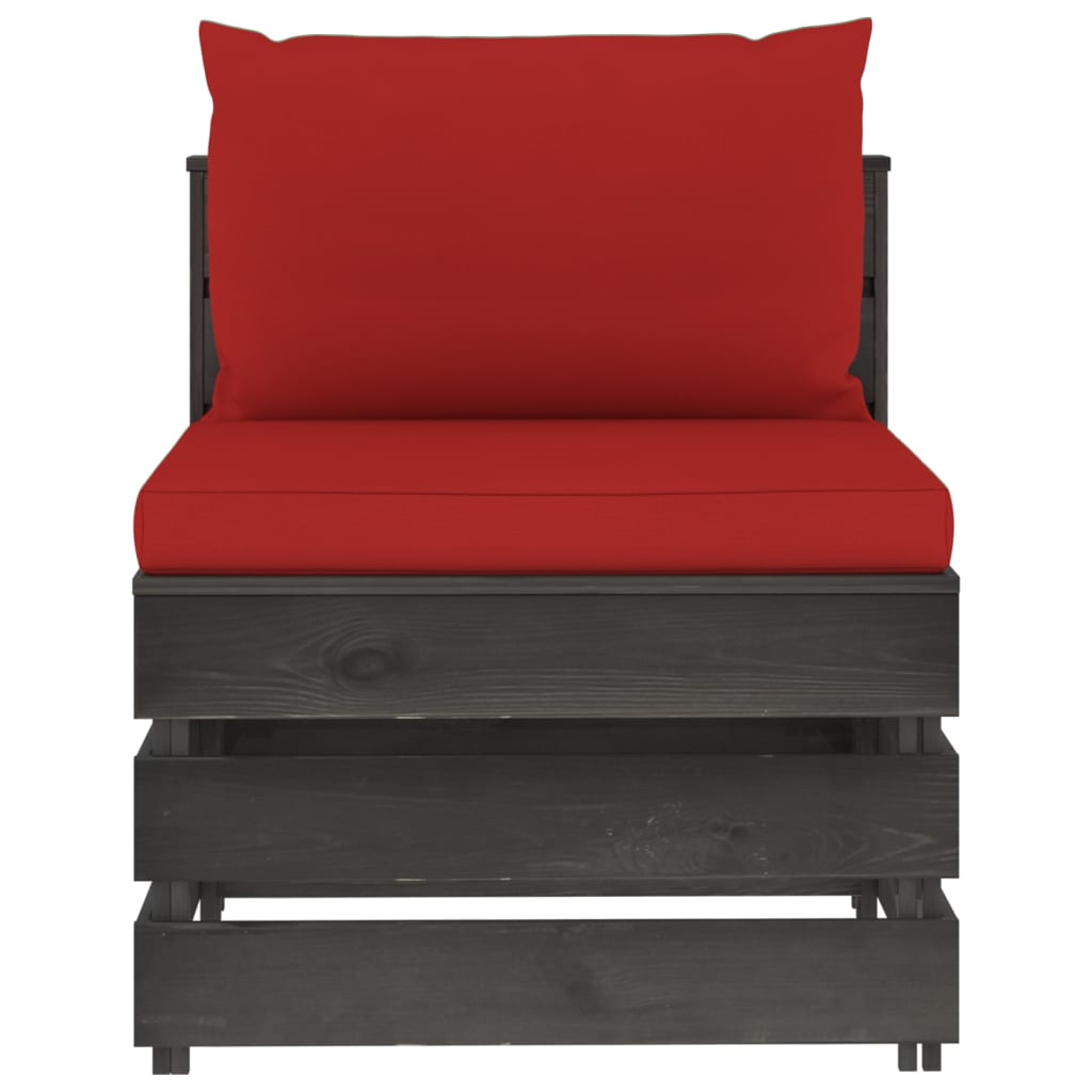 Modularna srednja sofa s jastucima od sivo impregniranog drva