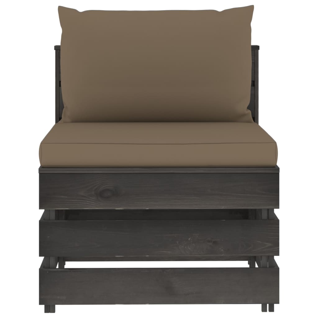 Modularna srednja sofa s jastucima od sivo impregniranog drva