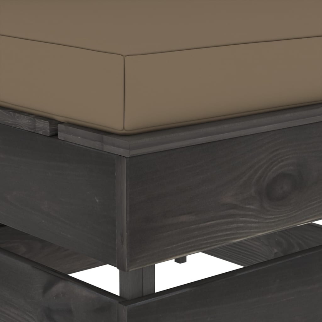 Modularna srednja sofa s jastucima od sivo impregniranog drva