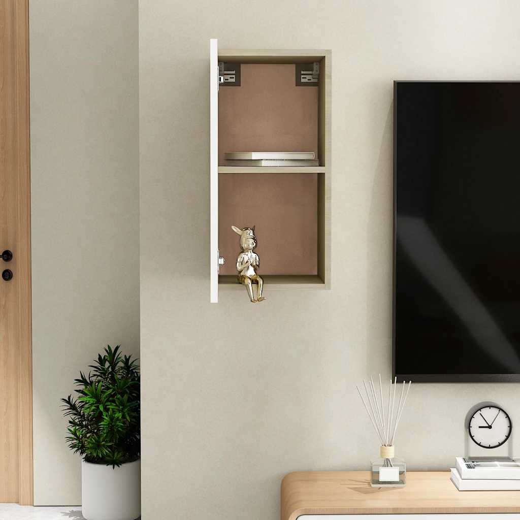 TV ormarić bijeli i hrast 30,5 x 30 x 60 cm konstruirano drvo