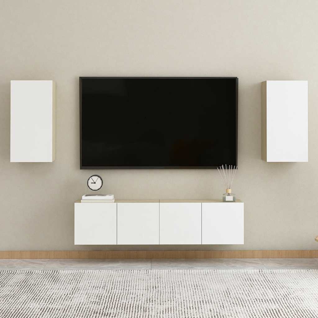 TV ormarić bijeli i hrast 30,5 x 30 x 60 cm konstruirano drvo