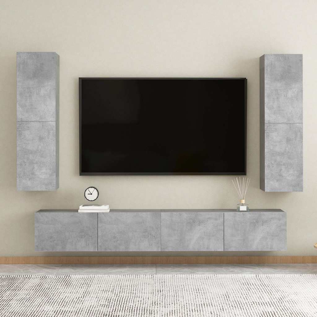 TV ormarić boja betona 30,5 x 30 x 110 cm od konstruiranog drva