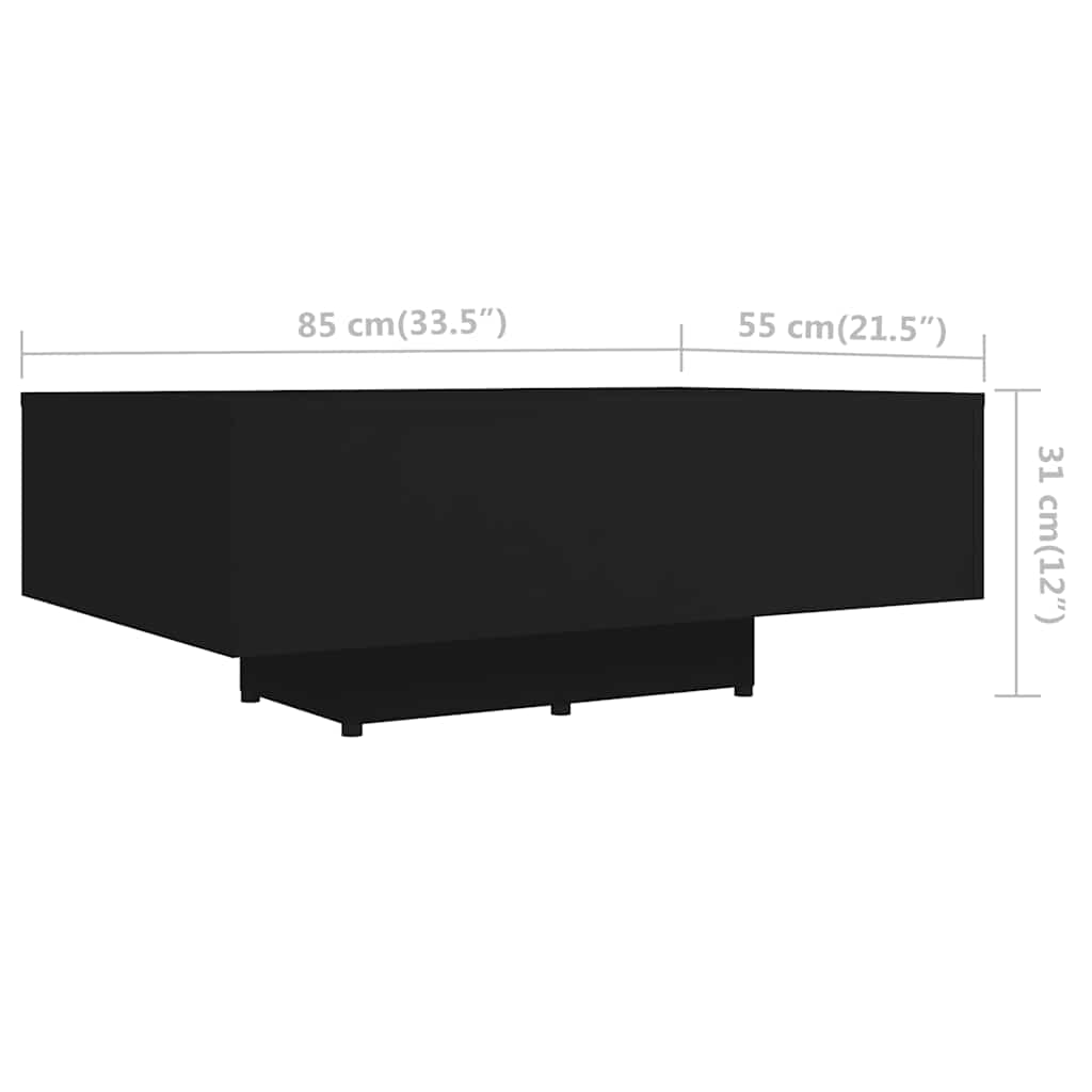 Stolić za kavu crni 85 x 55 x 31 cm od konstruiranog drva