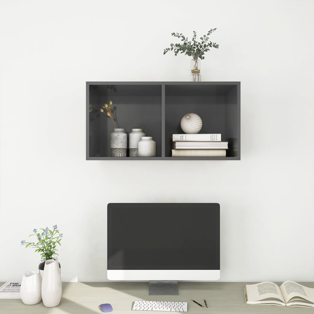 Zidni TV ormarić sjajni sivi 37 x 37 x 72 cm konstruirano drvo