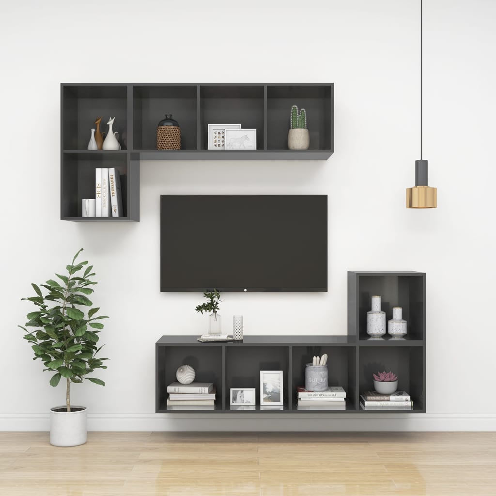 Zidni TV ormarić sjajni sivi 37 x 37 x 72 cm konstruirano drvo