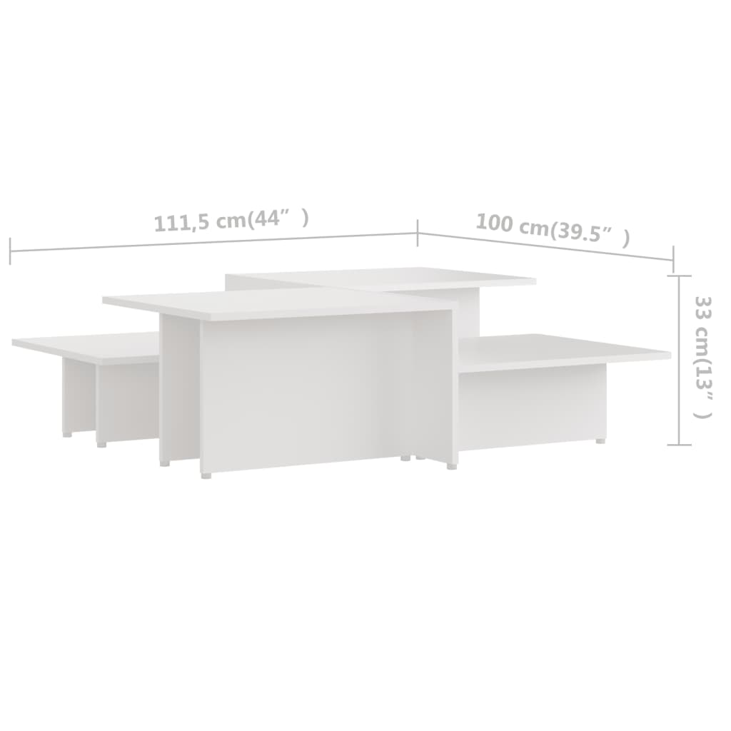 Stolići za kavu 2 kom bijeli 111,5x50x33 od konstruiranog drva