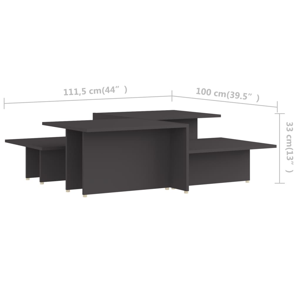 Stolići za kavu 2 kom sivi 111,5 x 50 x 33 konstruirano drvo