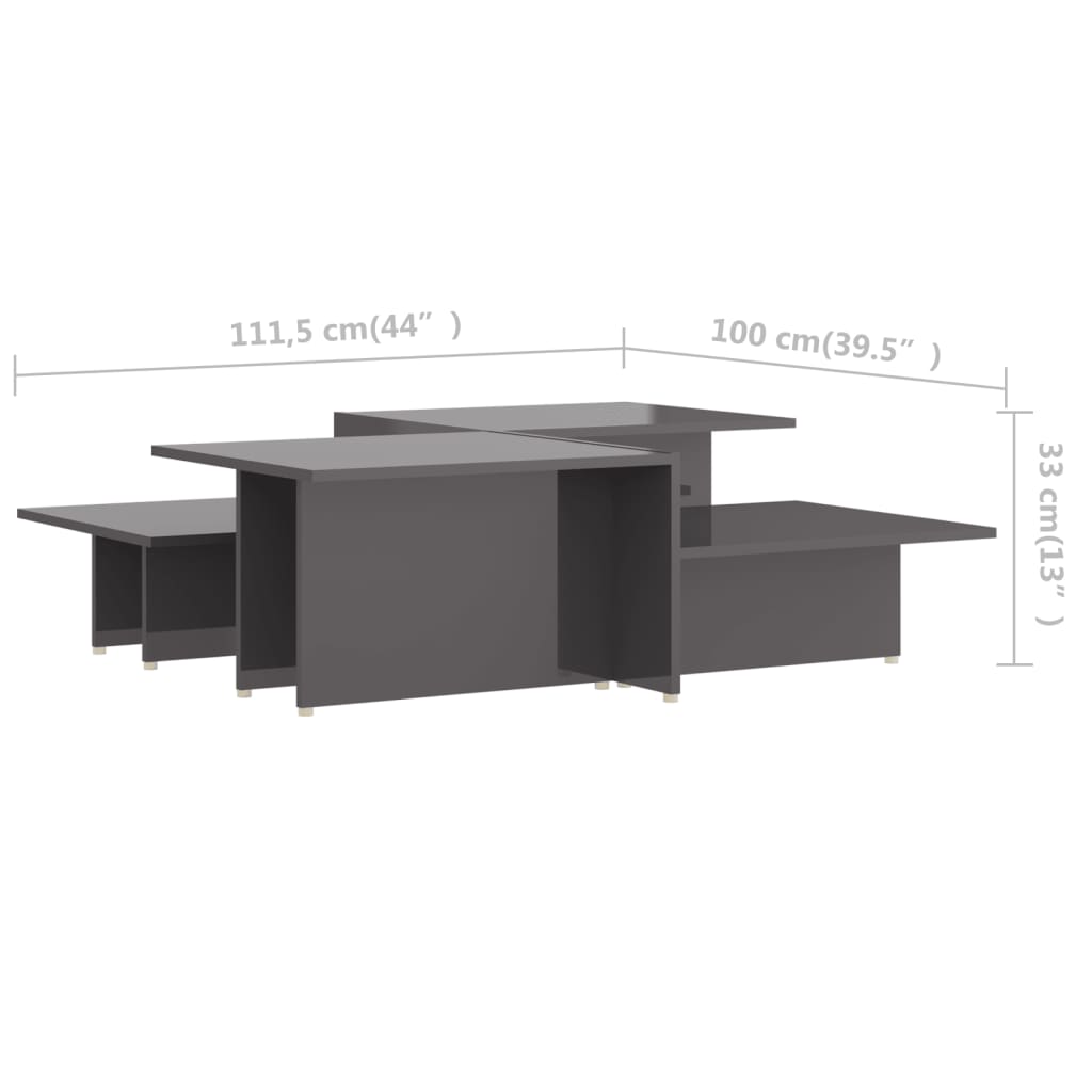 Stolići za kavu 2 kom sjajni sivi 111,5x50x33 konstruirano drvo