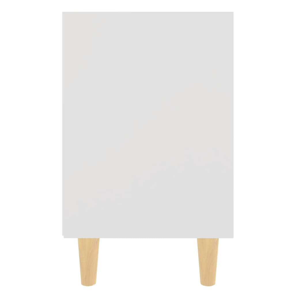 Noćni ormarić s nogama od masivnog drva bijeli 40 x 30 x 50 cm