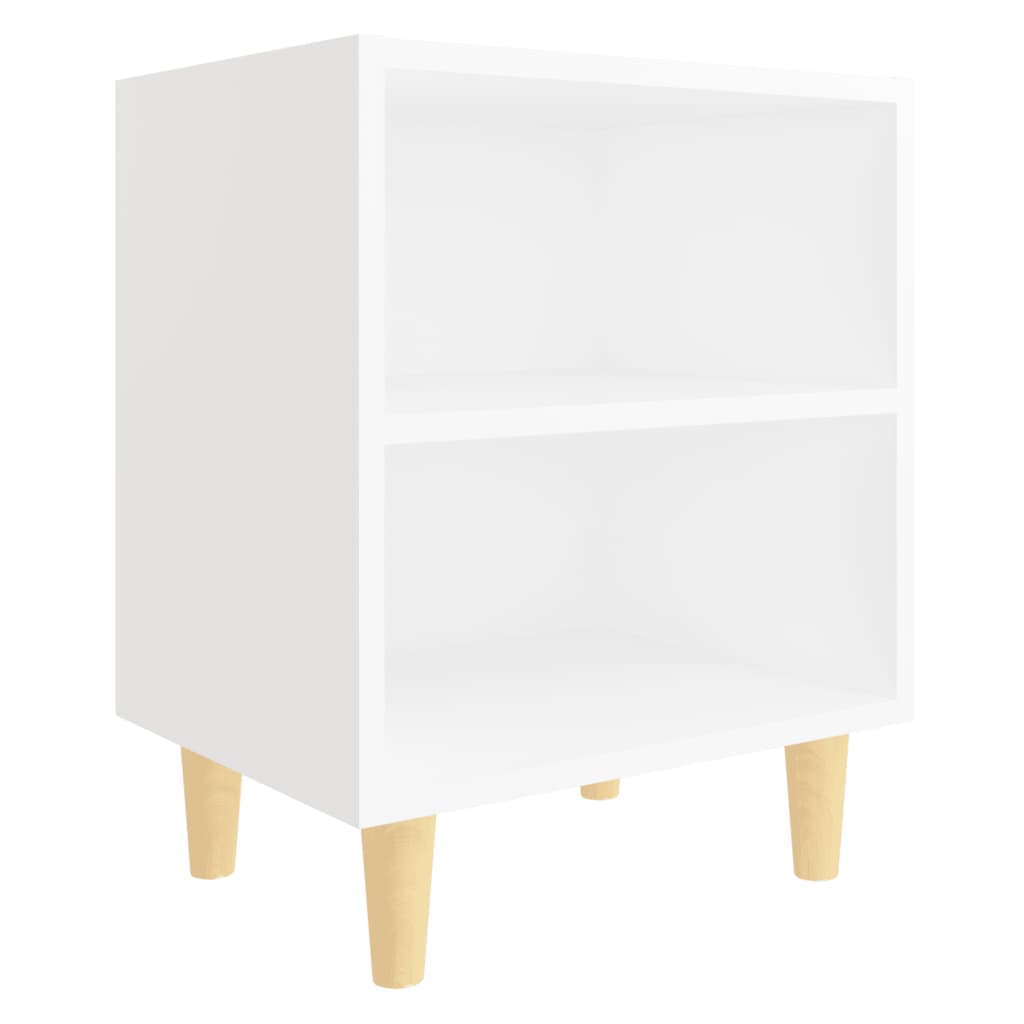 Noćni ormarići s drvenim nogama 2 kom bijeli 40 x 30 x 50 cm