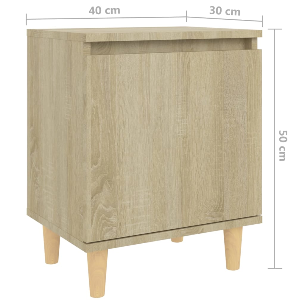 Noćni ormarići s drvenim nogama 2 kom boja hrasta 40x30x50 cm