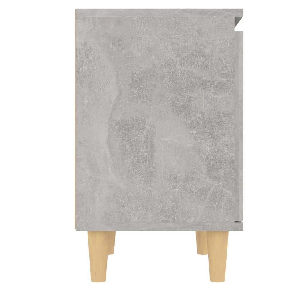 Noćni ormarić s drvenim nogama siva boja betona 40 x 30 x 50 cm