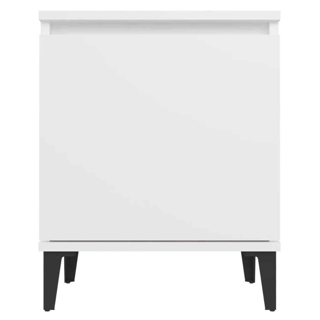 Noćni ormarić s metalnim nogama bijeli 40 x 30 x 50 cm