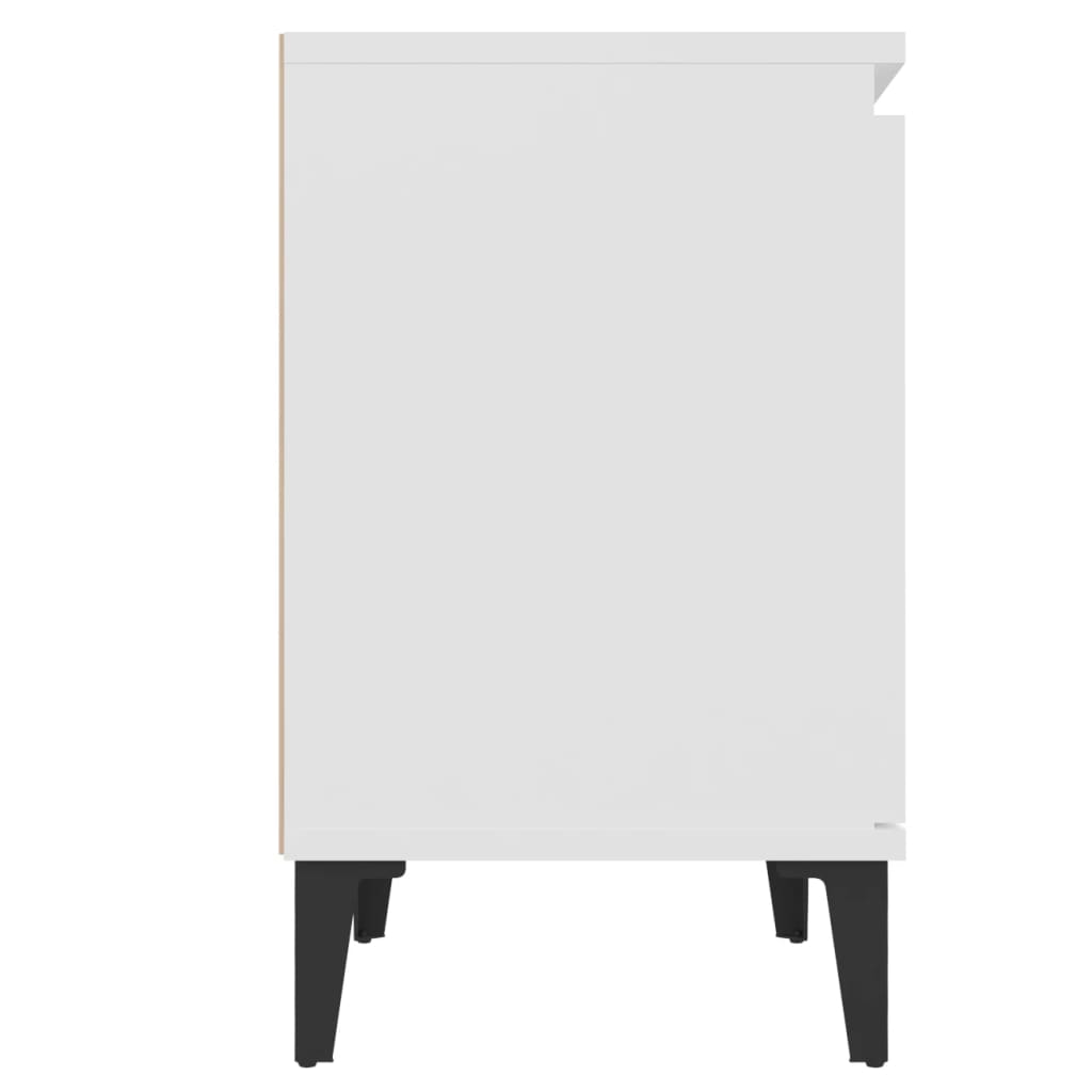 Noćni ormarići s metalnim nogama bijeli 40 x 30 x 50 cm